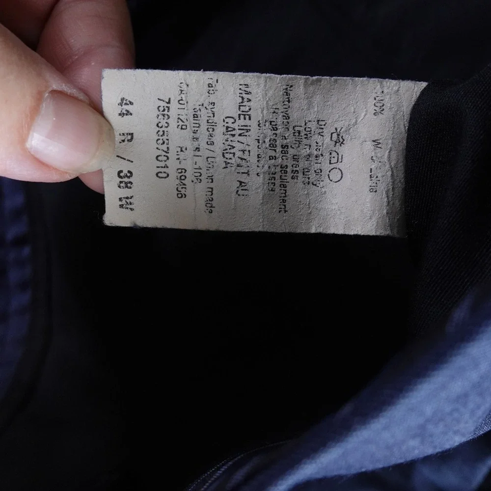 John Varvatos USA Mens 44R 100% Wool 2 Button Suit Navy Blue Made in Canada